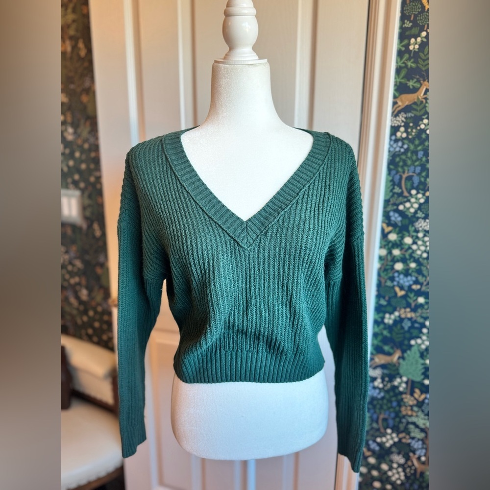 Wild Fable Dark Green V-Neck Sweater